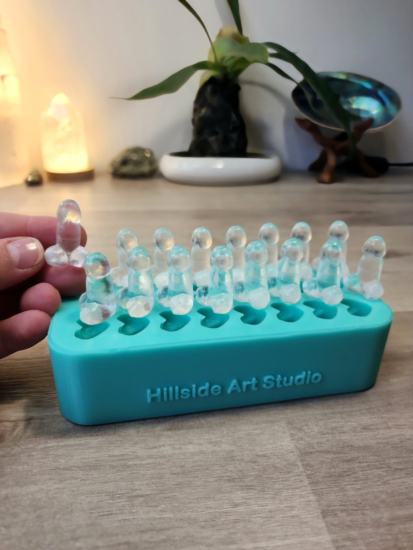 Mini penis palette silicone mould. Make 16 or 2 at once. Food grade silicone option for Ice Cubes, Chocolate, Gummies. Or make your own pair of resin earrings, wax melts, cheeky magnets. Great for hens nights, bachelorette parties, gifts.