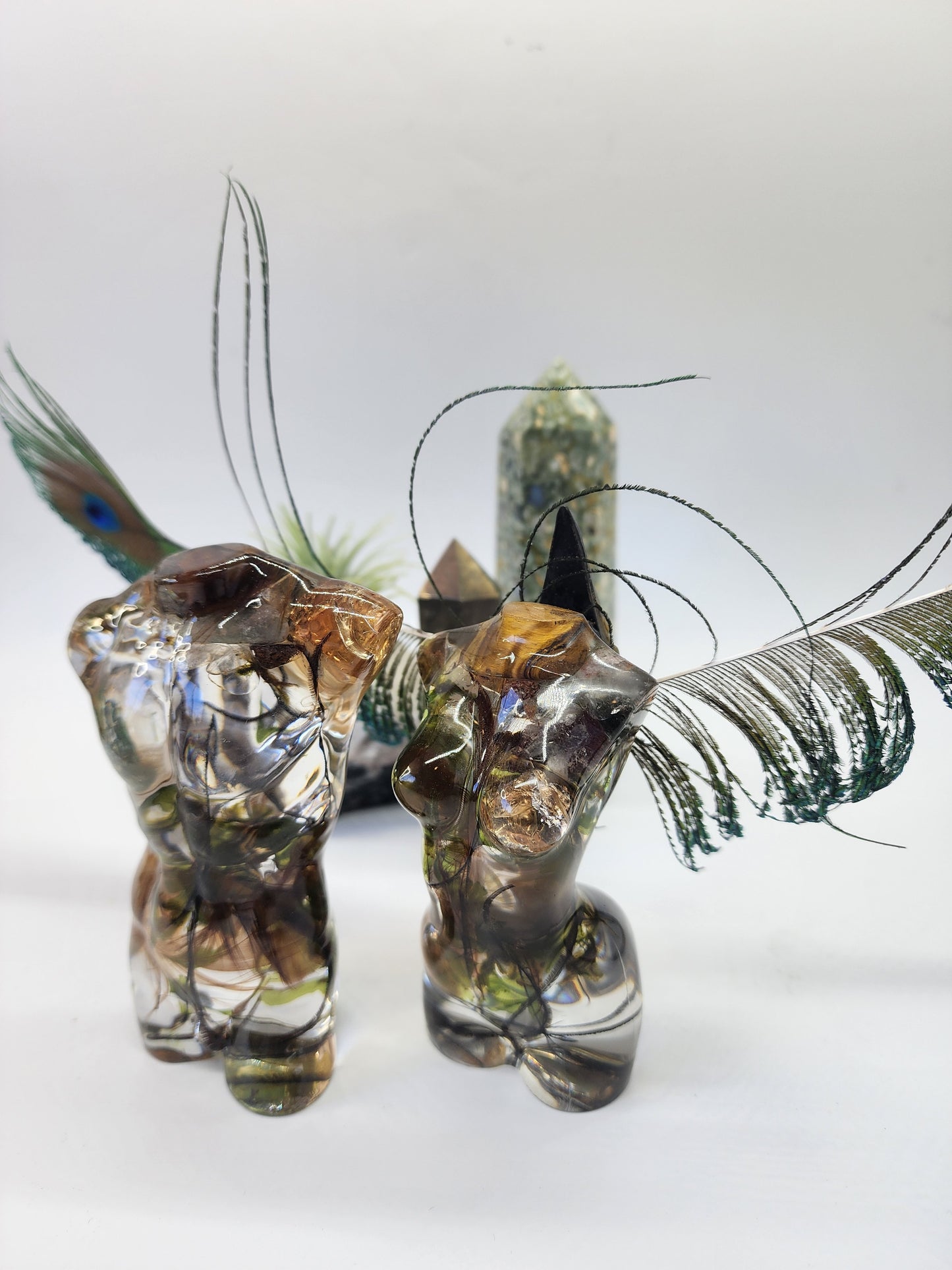 Handmade Forest-Themed Angel Figures, male and female
