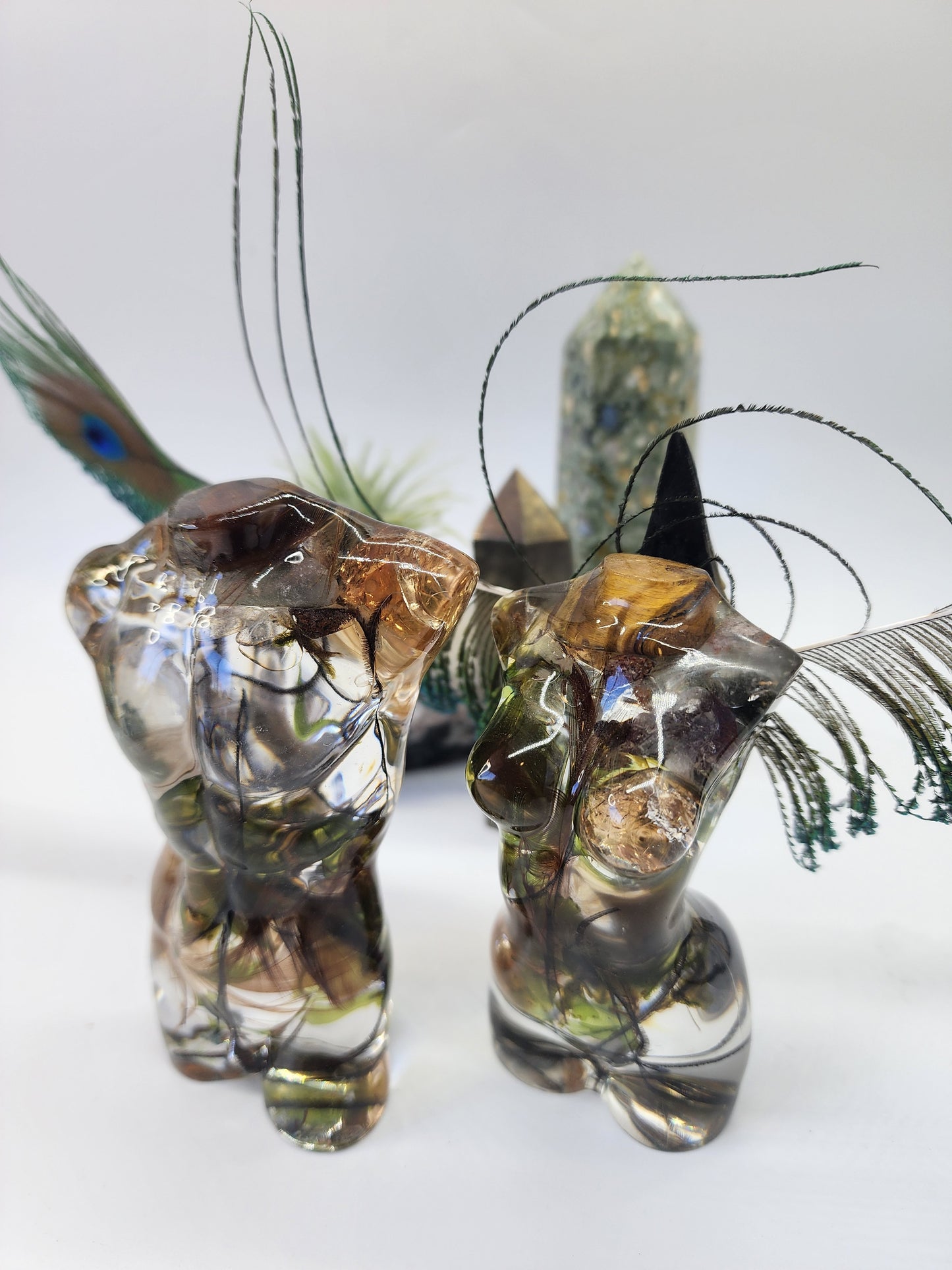 Handmade Forest-Themed Angel Figures, male and female