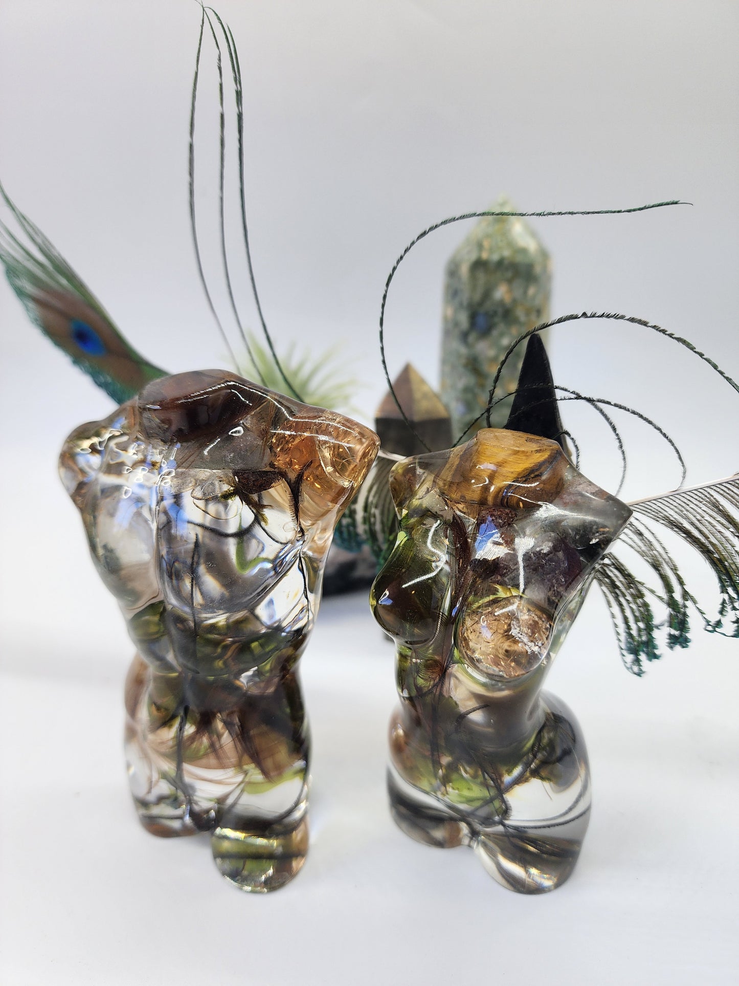 Handmade Forest-Themed Angel Figures, male and female