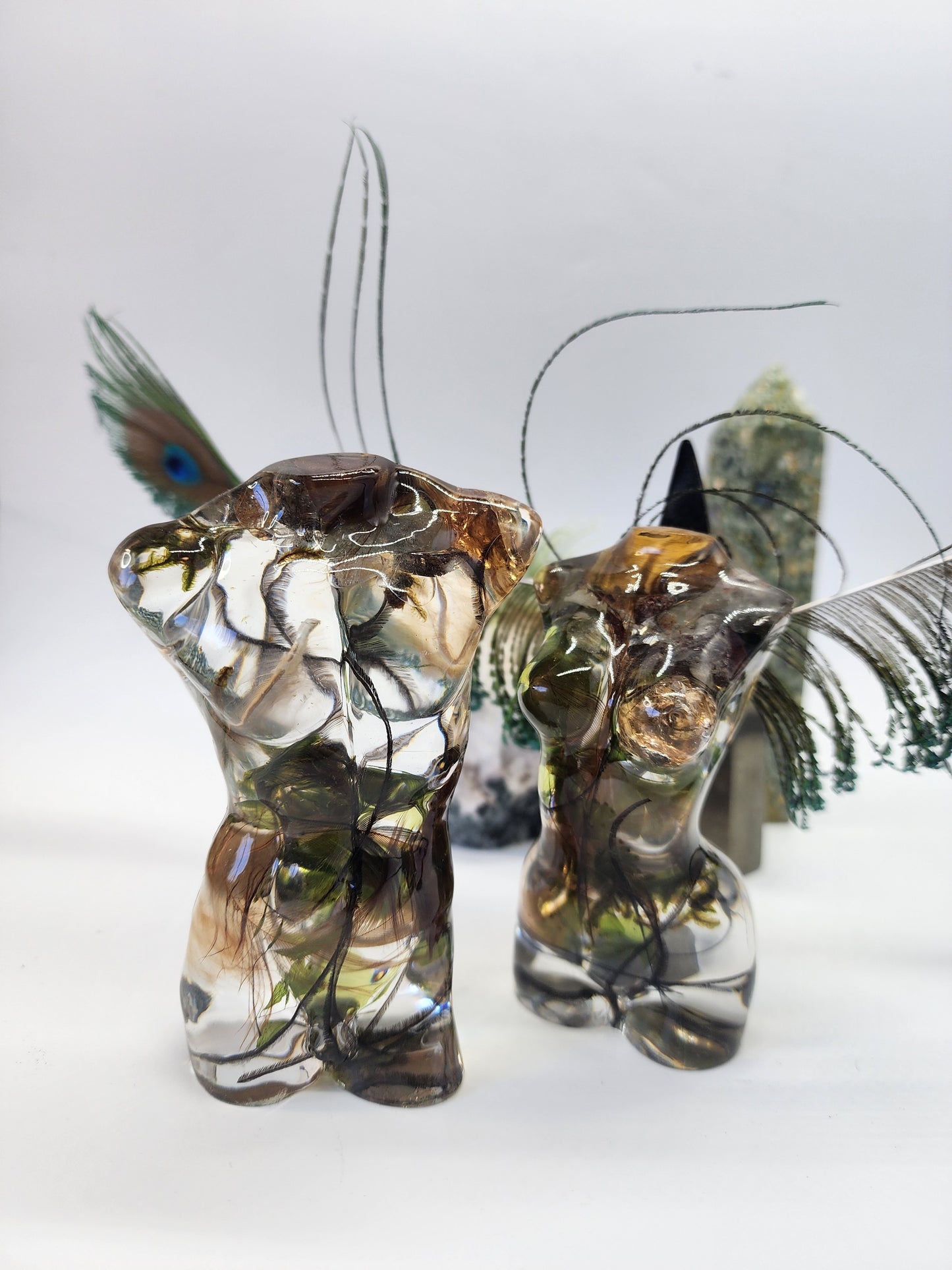 Handmade Forest-Themed Angel Figures, male and female