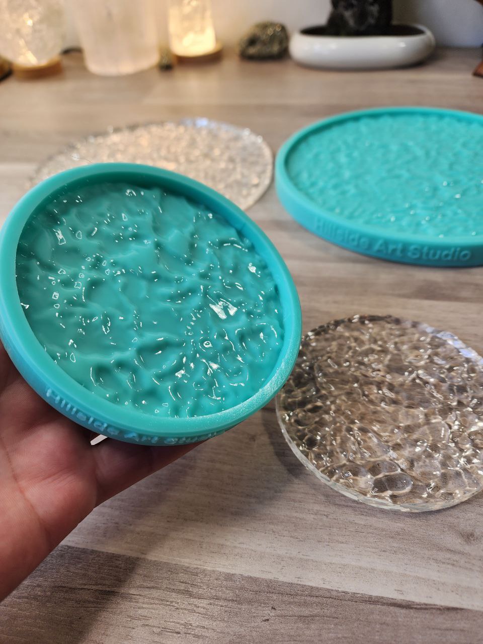 Textured 10 cm and 20 cm Wide Glossy Round Coaster and Centre Piece/Wall Hanging Silicone Mould. Single or Bundle Deal Sets