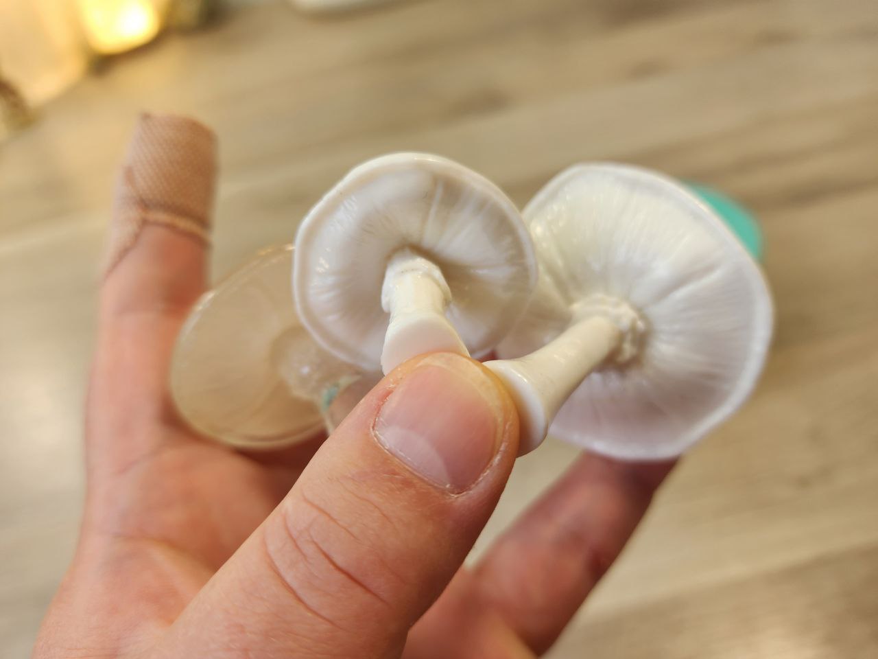 Mushroom Silicone Mould. Glossy finish with unique underside gills & texture. Easy removal. Key ring, pendants, fairy gardens.