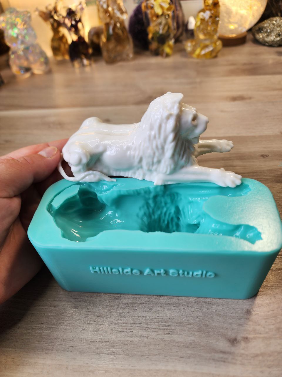 Laying Down Male Lion Silicone Mould Super glossy finish