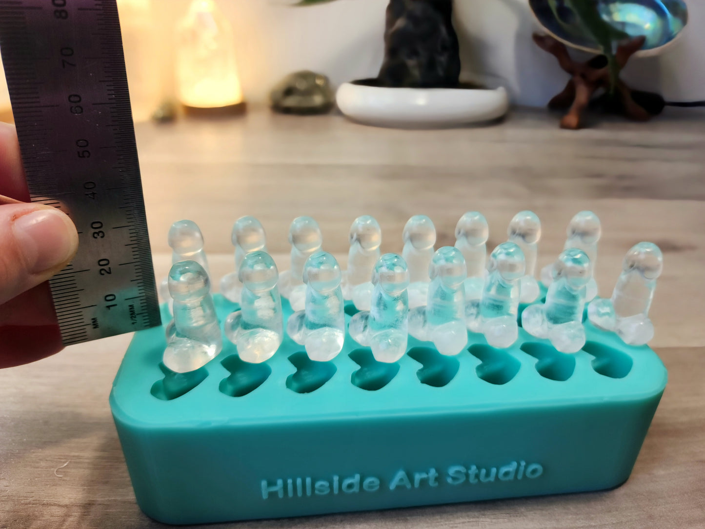 Mini penis palette silicone mould. Make 16 or 2 at once. Food grade silicone option for Ice Cubes, Chocolate, Gummies. Or make your own pair of resin earrings, wax melts, cheeky magnets. Great for hens nights, bachelorette parties, gifts.