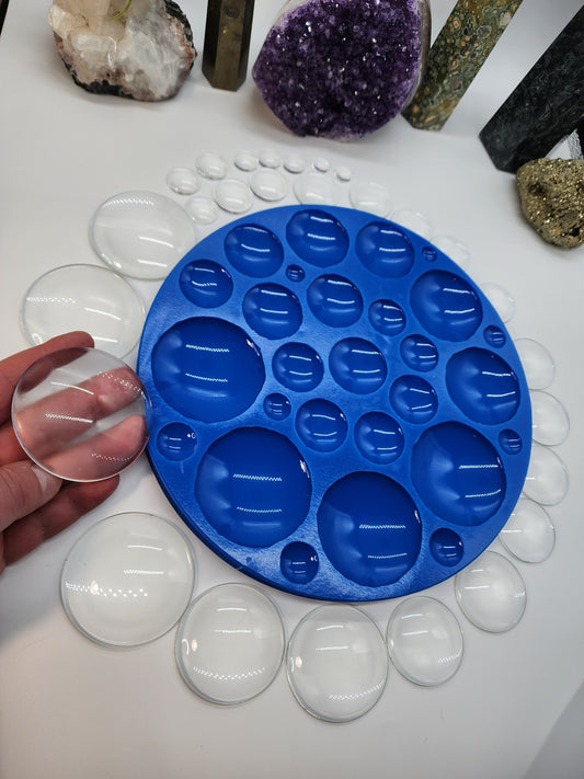 Round Circle Shape; XL Cabochon Palette Silicone Mould - 26 Piece. Large sizes. Make many resin earrings or pendants in one pour!