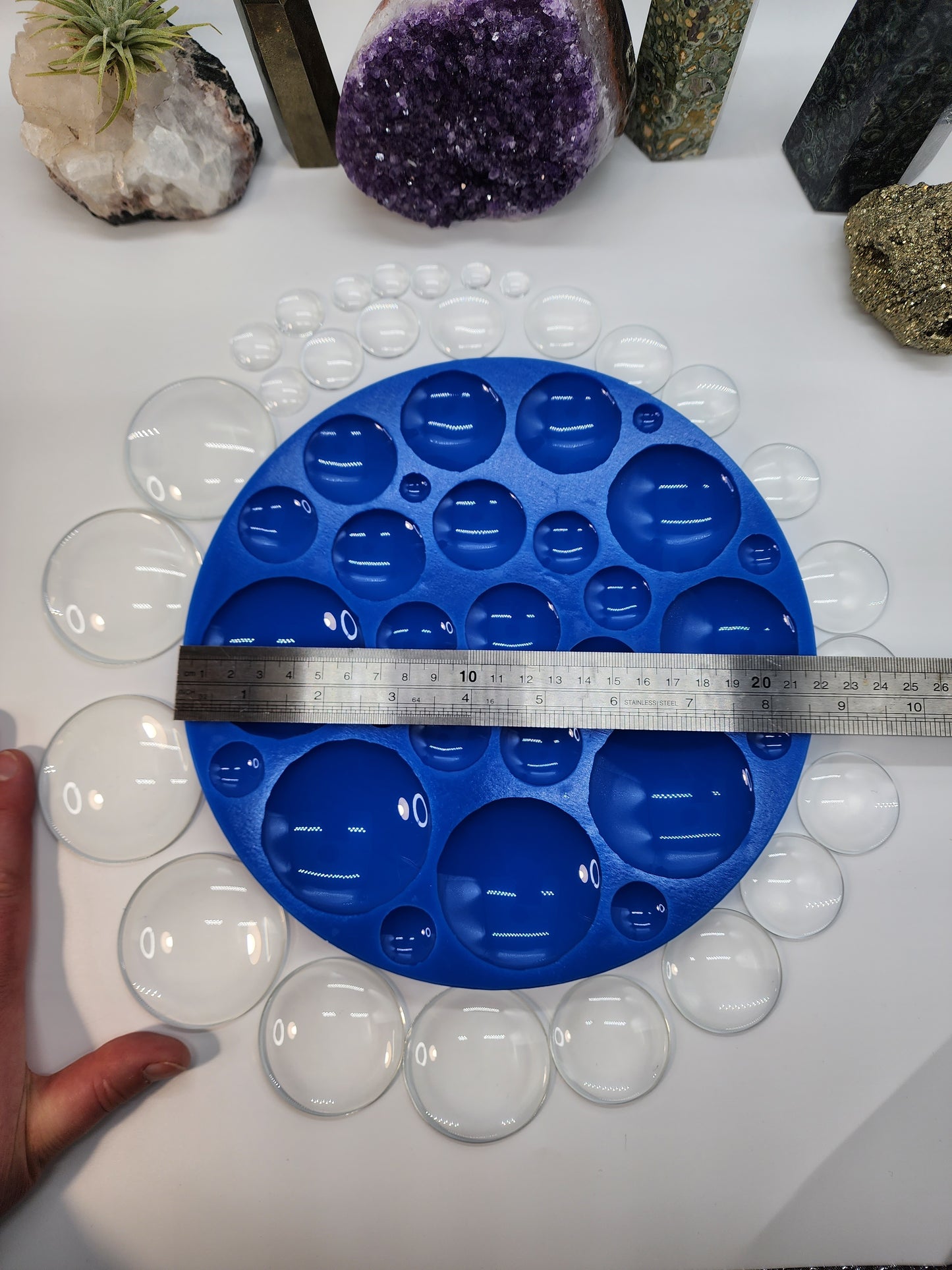 Round Circle Shape; XL Cabochon Palette Silicone Mould - 26 Piece. Large sizes. Make many resin earrings or pendants in one pour!