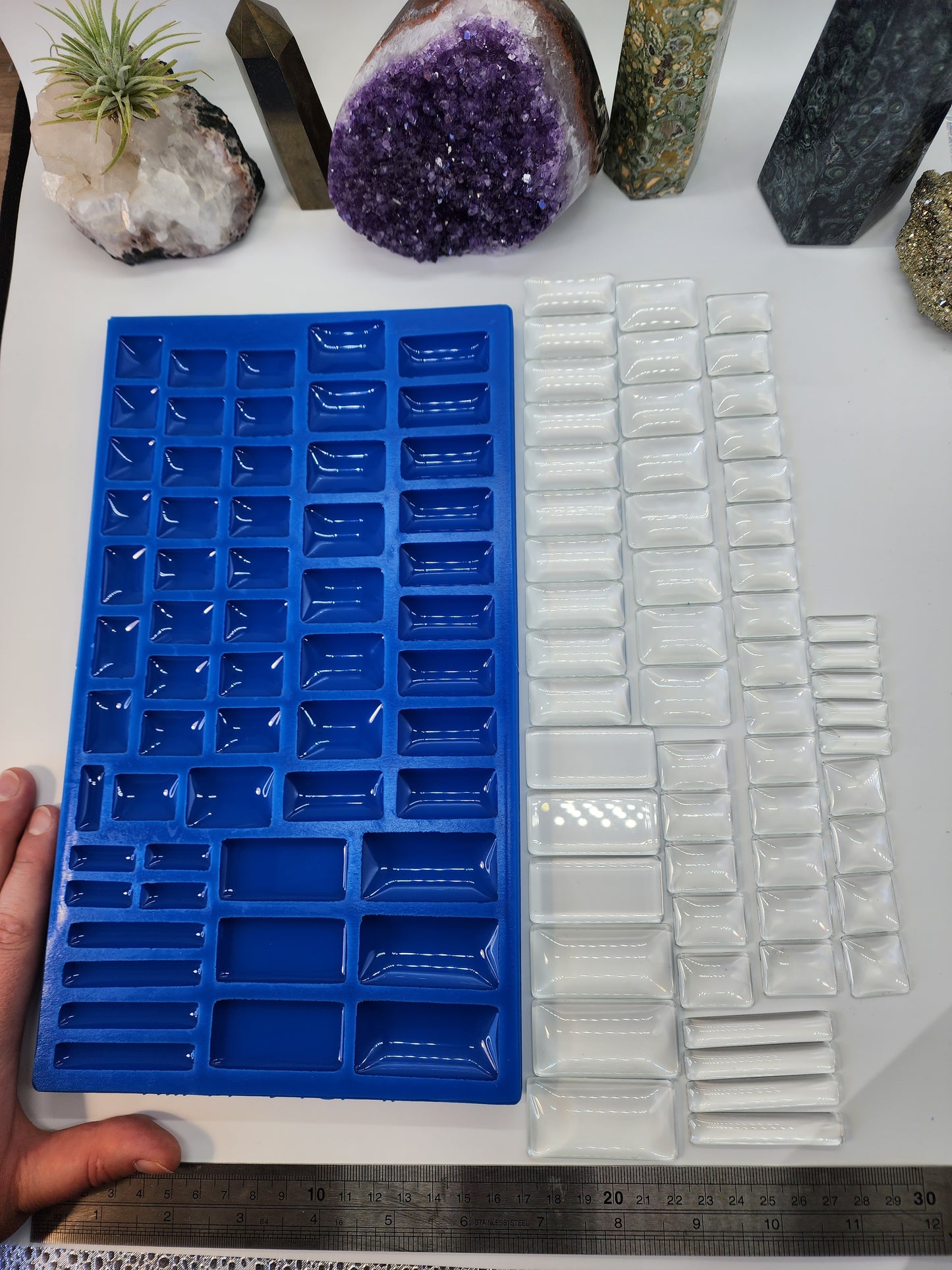 Assorted Rectangle and Square Shape; XL Cabochon Palette Silicone Mould - 57 Piece. Large sizes. Make many resin earrings or pendants in one pour!