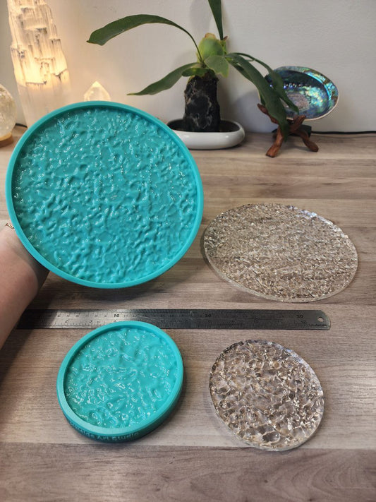 Textured 10 cm and 20 cm Wide Glossy Round Coaster and Centre Piece/Wall Hanging Silicone Mould. Single or Bundle Deal Sets