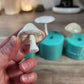 Mushroom Silicone Mould. Glossy finish with unique underside gills & texture. Easy removal. Key ring, pendants, fairy gardens.