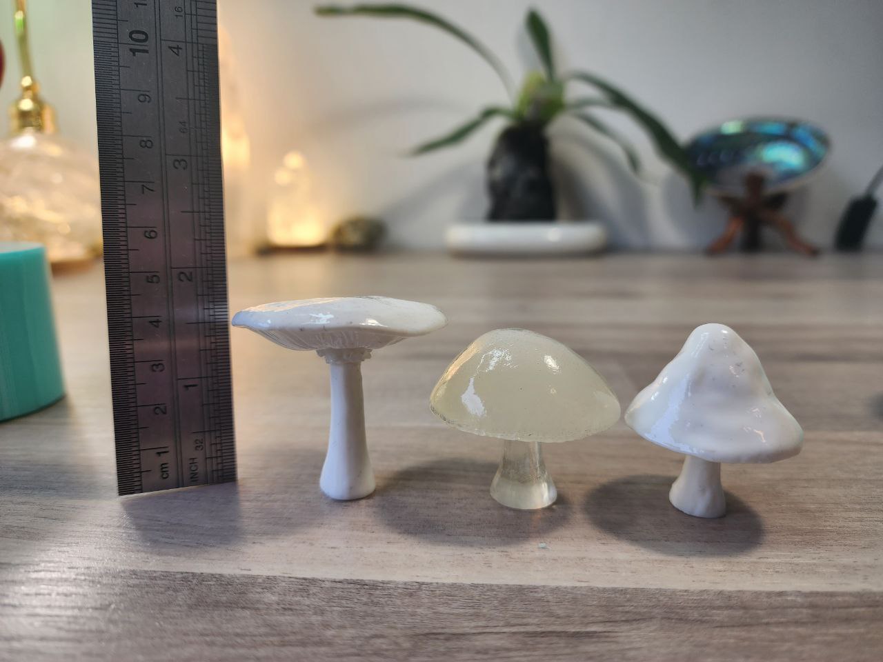 Mushroom Silicone Mould. Glossy finish with unique underside gills & texture. Easy removal. Key ring, pendants, fairy gardens.