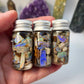 Raw Australian Opal Chips - 10 ml or 5 ml glass vial. Mix in resin and make jewellery. Make raw wire wrapped pendants, or cut, sand and polish for high end jewellery.