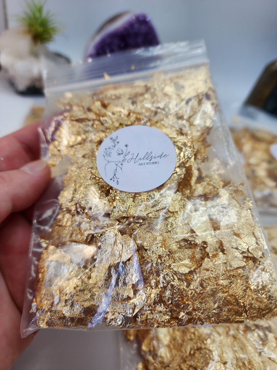 Gold Leaf Metallic Flakes. Containers or Bags