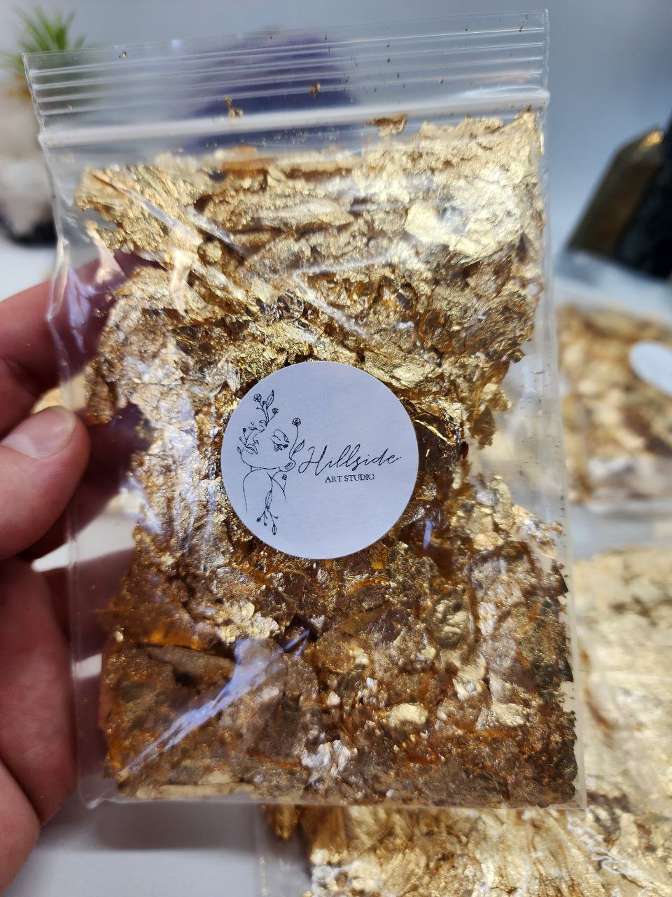 Gold Leaf Metallic Flakes. Containers or Bags