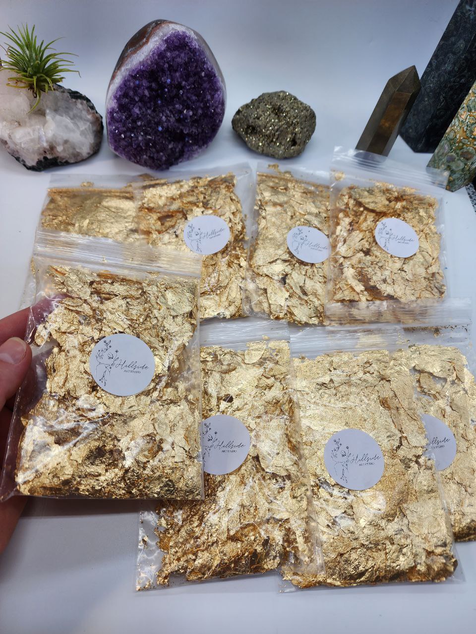 Gold Leaf Metallic Flakes. Containers or Bags