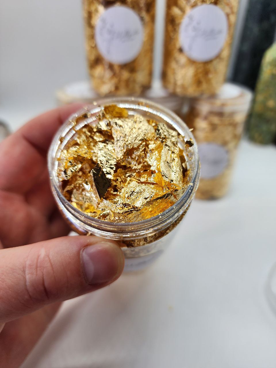 Gold Leaf Metallic Flakes. Containers or Bags