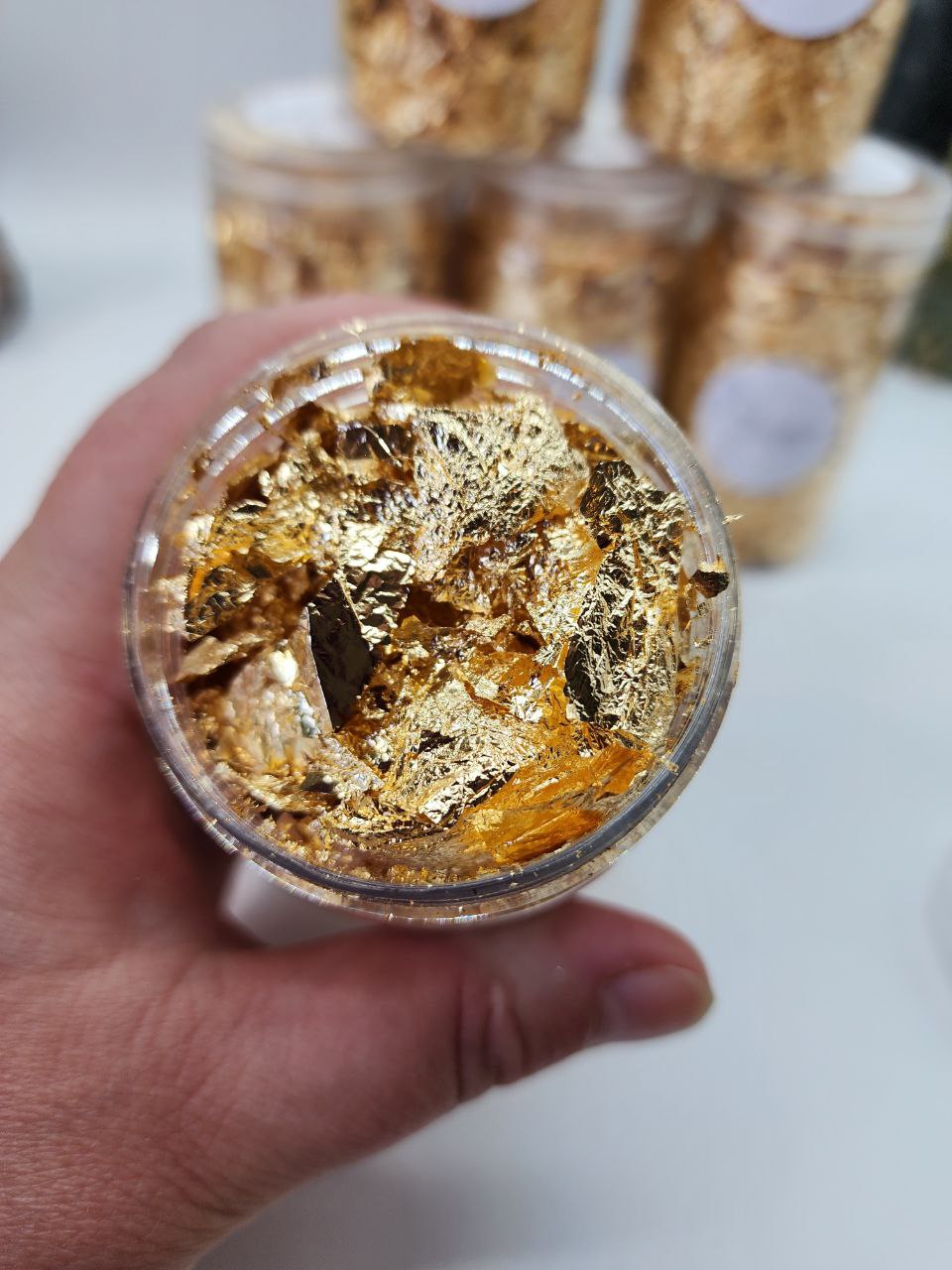 Gold Leaf Metallic Flakes. Containers or Bags