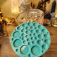 Round/Circle Cabochon Palette Silicone Mould - 49 piece round flat, raised and faceted. Easily make many pairs of earrings, pendants at once. Faceted sun catcher cabs that reflect rainbows.