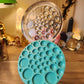 Round/Circle Cabochon Palette Silicone Mould - 49 piece round flat, raised and faceted. Easily make many pairs of earrings, pendants at once. Faceted sun catcher cabs that reflect rainbows.