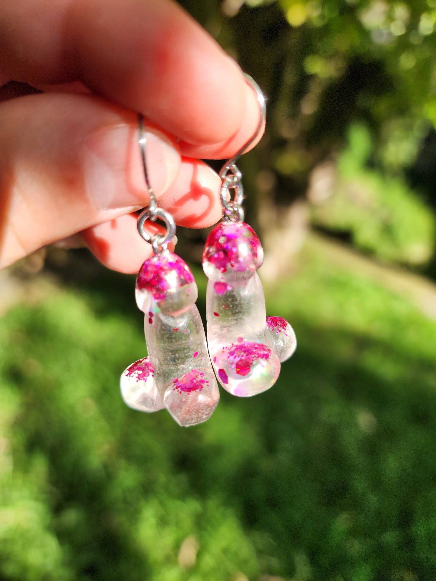 Premade Resin Mini penis earring set on Stainless Steel fittings. Free Australian Shipping