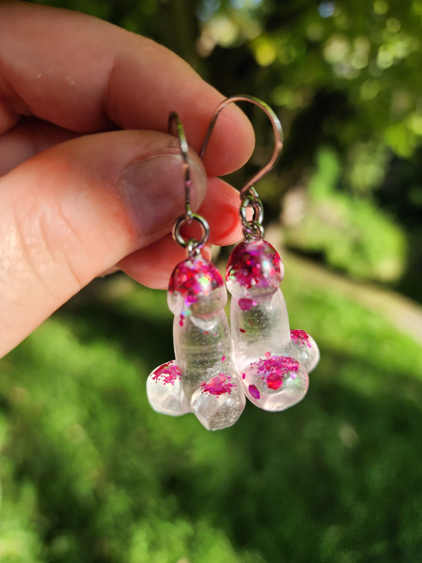 Premade Resin Mini penis earring set on Stainless Steel fittings. Free Australian Shipping