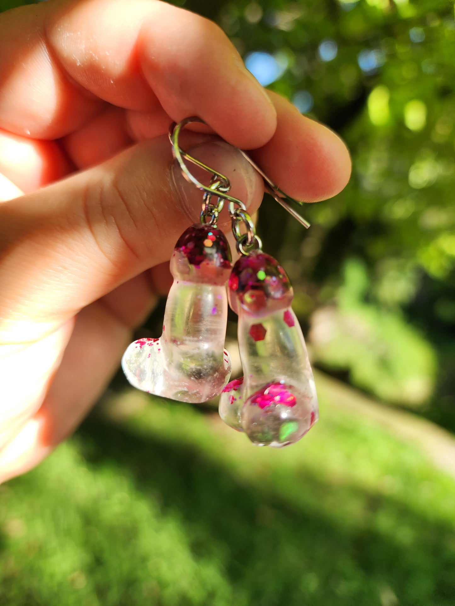 Premade Resin Mini penis earring set on Stainless Steel fittings. Free Australian Shipping