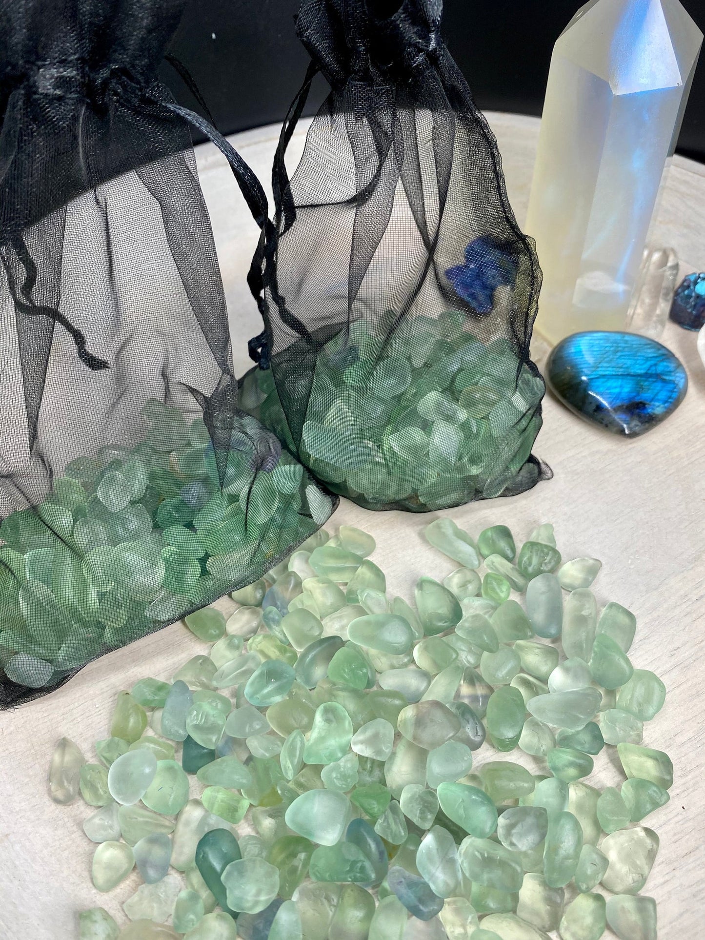 Green Quartz Crystal Chips - 150g.