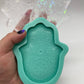 Handmade Silicone Mould Mandala pattern Hamsa Hand with protection eye. Shallow Trinket Dish/Incense Holder