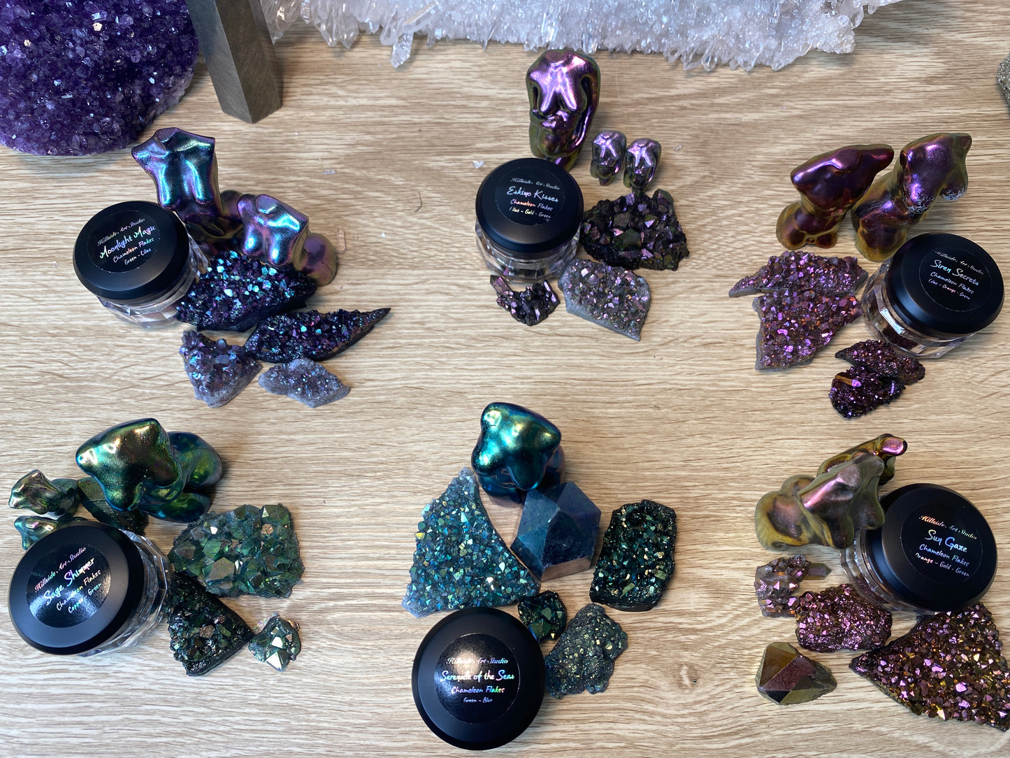 'Serenade of the Sea' Chameleon Colour Shifting Flakes. Lilac - gold - green. 0.65g, 0.4g, 0.1g. Skin Safe, Resin Art, Nail Art