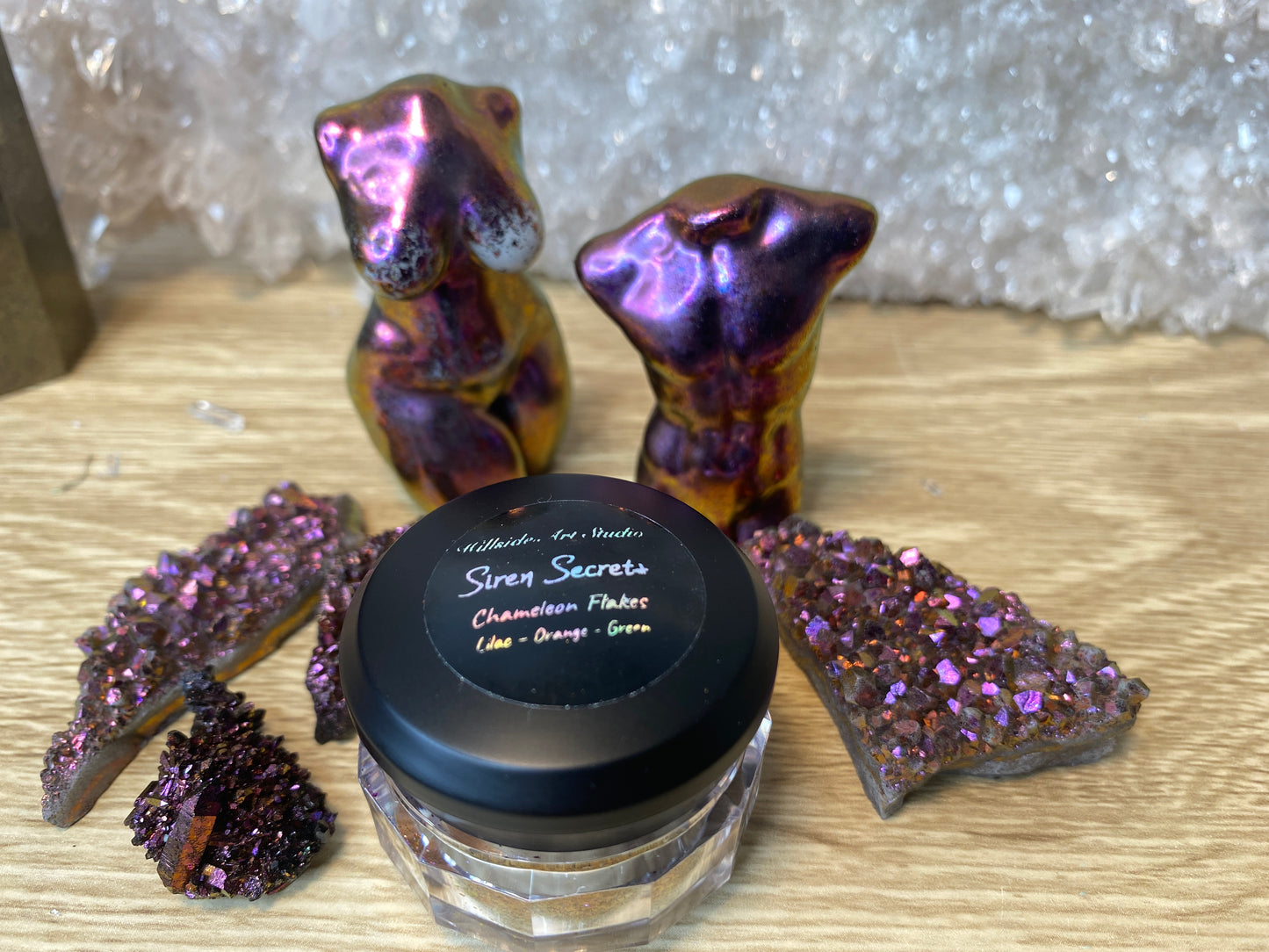 'Siren Secrets' Chameleon Colour Shifting Flakes. Lilac - gold - green. 0.65g, 0.4g, 0.1g. Skin Safe, Resin Art, Nail Art