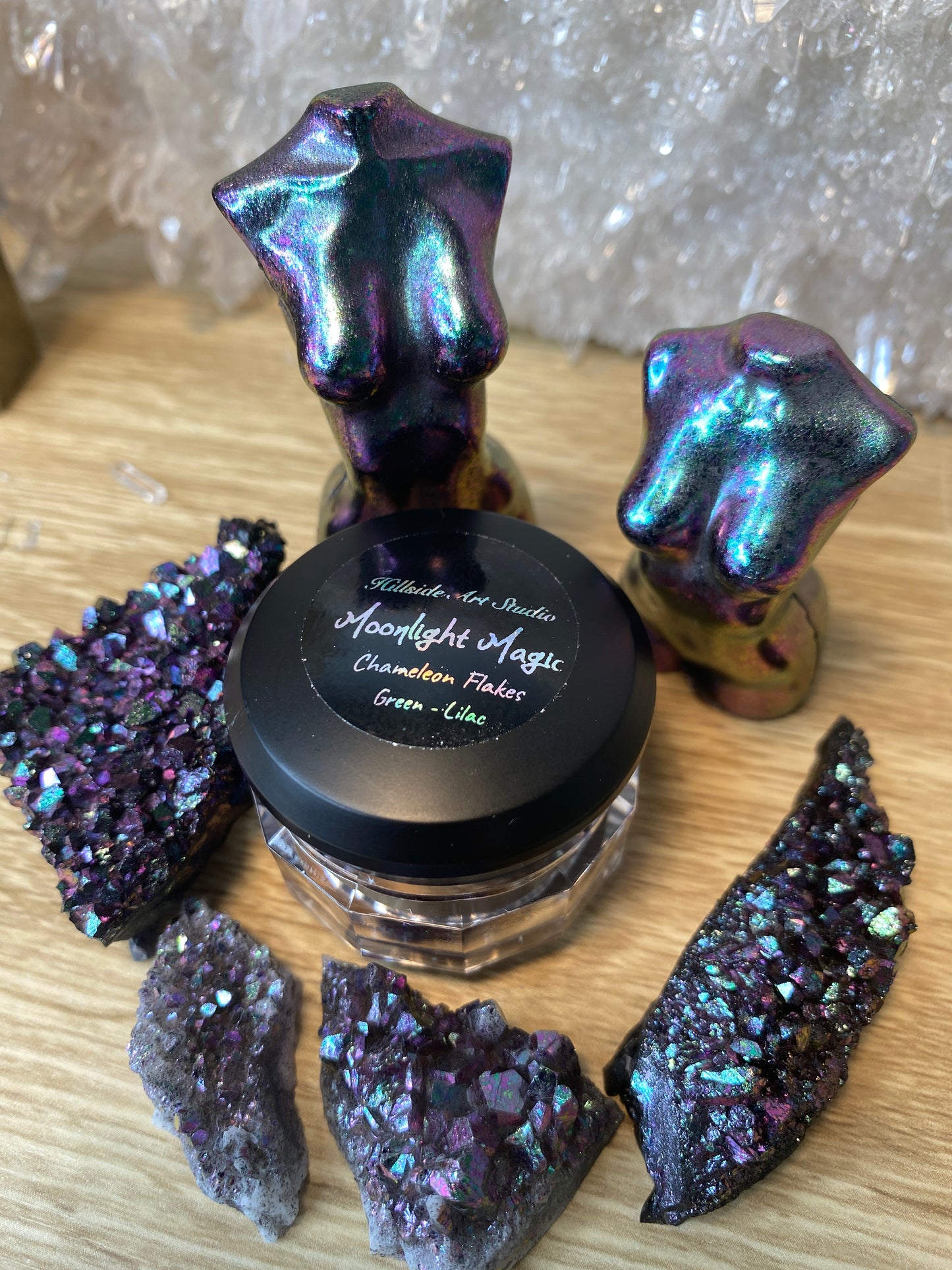 'Moonlight Magic' Chameleon Colour Shifting Flakes. Lilac, gold, green. 0.65g, 0.4g, 0.1g. Skin Safe, Resin Art, Nail Art