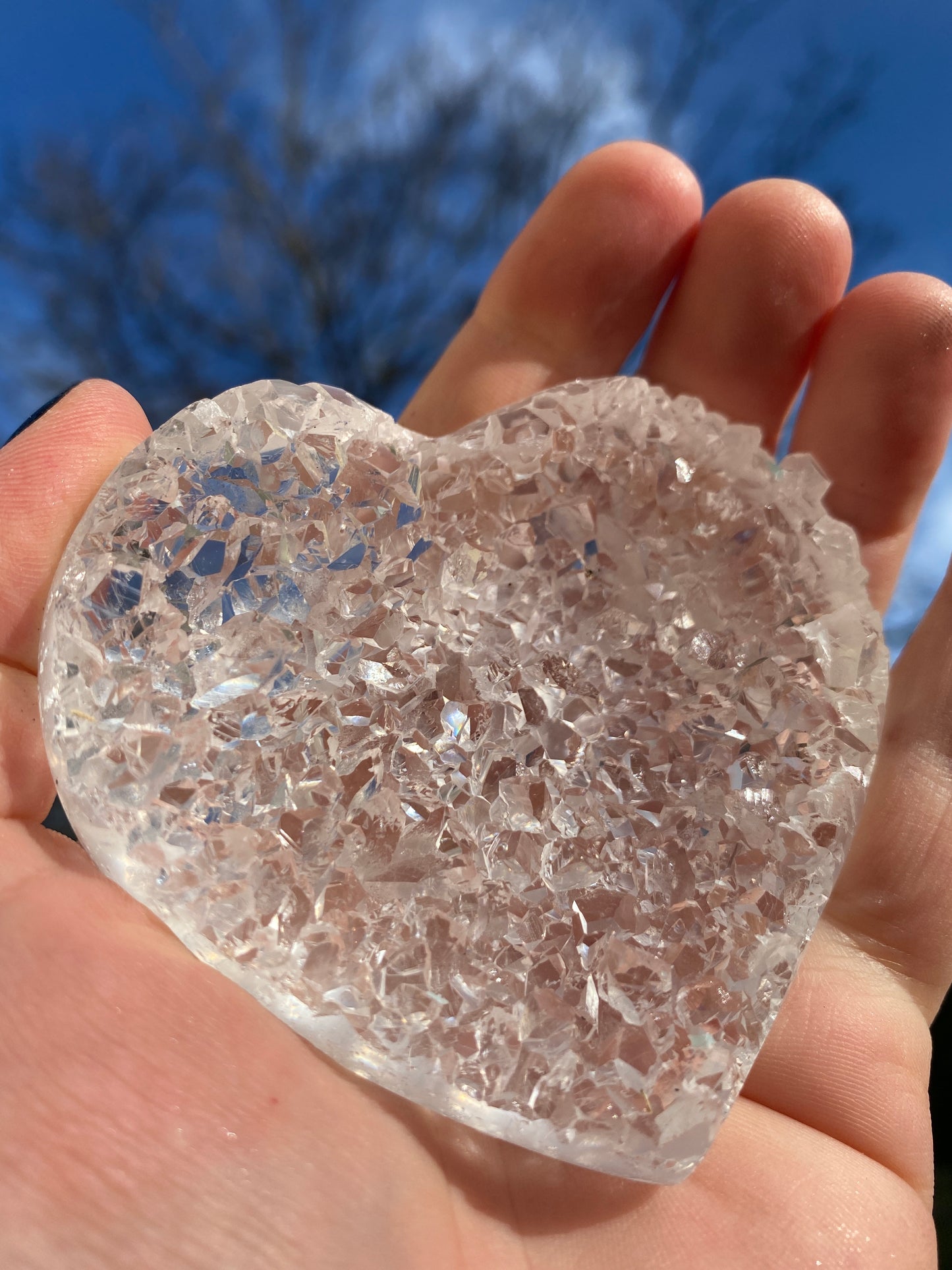 Silicone Mould - Carved Amethyst Cluster Love Heart - round shape