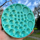 Round/Circle Cabochon Palette Silicone Mould - 49 piece round flat, raised and faceted. Easily make many pairs of earrings, pendants at once. Faceted sun catcher cabs that reflect rainbows.