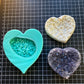 Silicone Mould - Carved Amethyst Cluster Love Heart - round shape