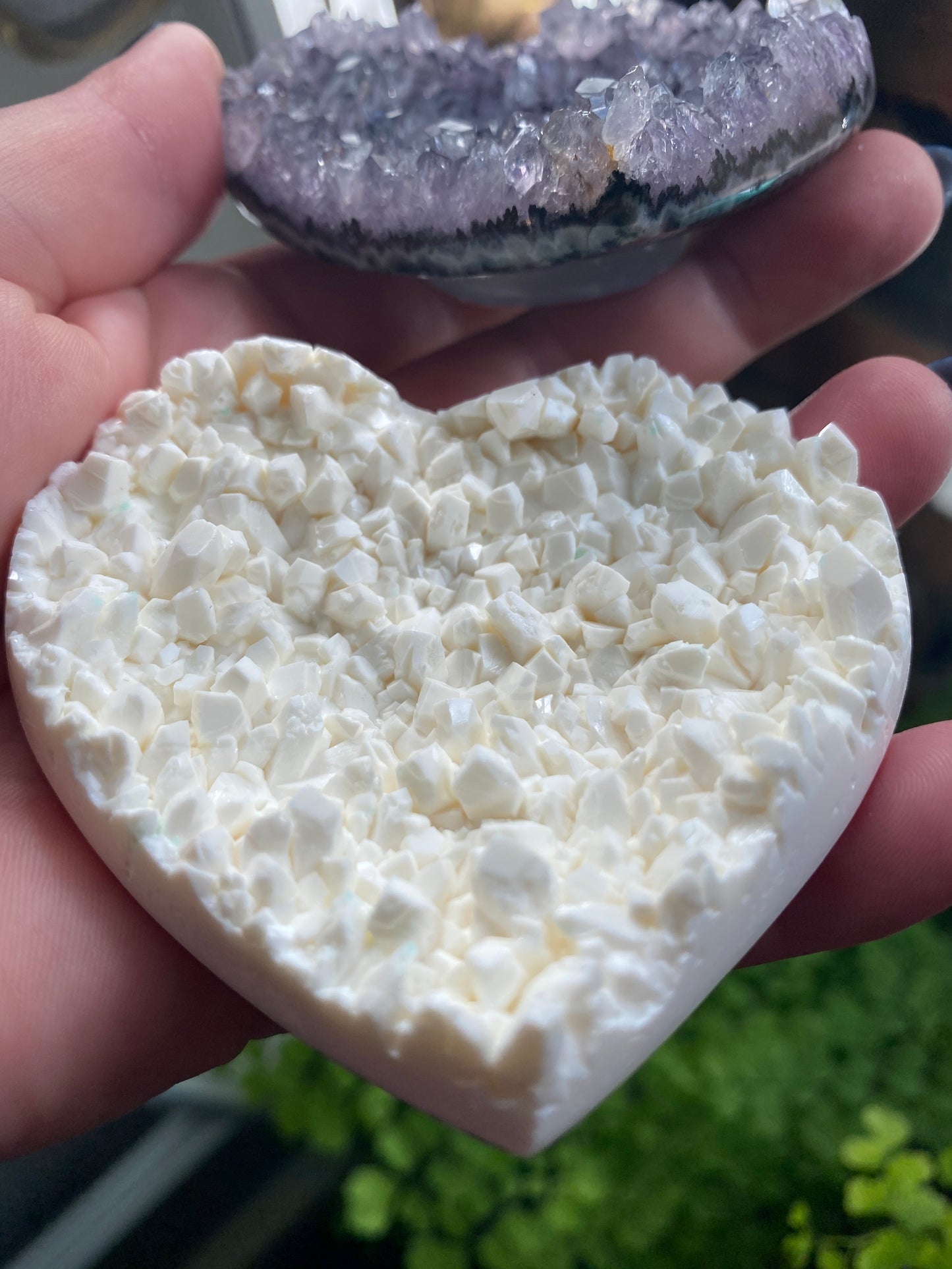 Silicone Mould - Carved Amethyst Cluster Love Heart - round shape