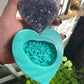 Silicone Mould - Carved Amethyst Cluster Love Heart - round shape