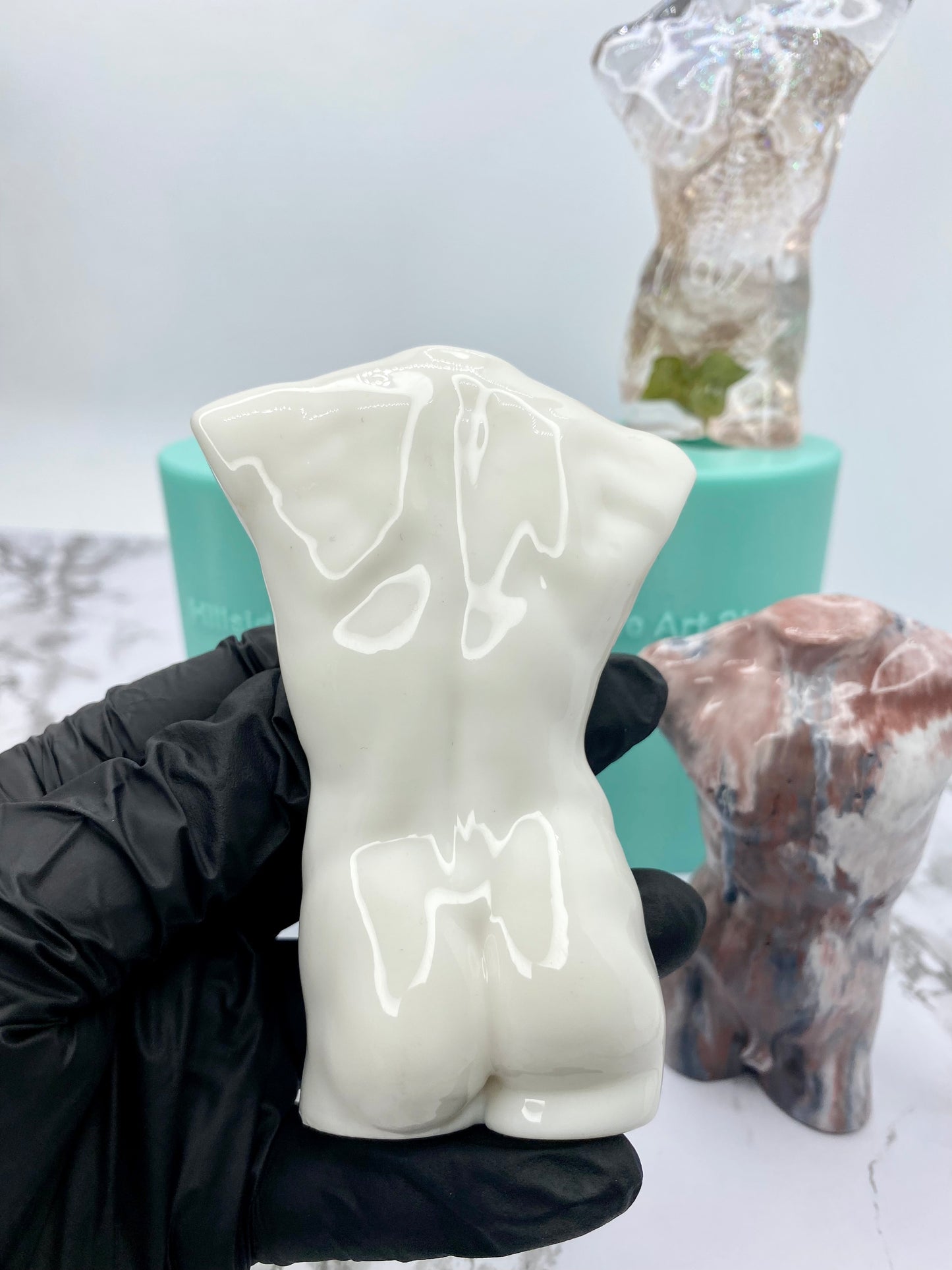 Glossy Silicone Mould of a Male Torso earring, keychain, small and XL statue. 2.5 cm to 17 cm.