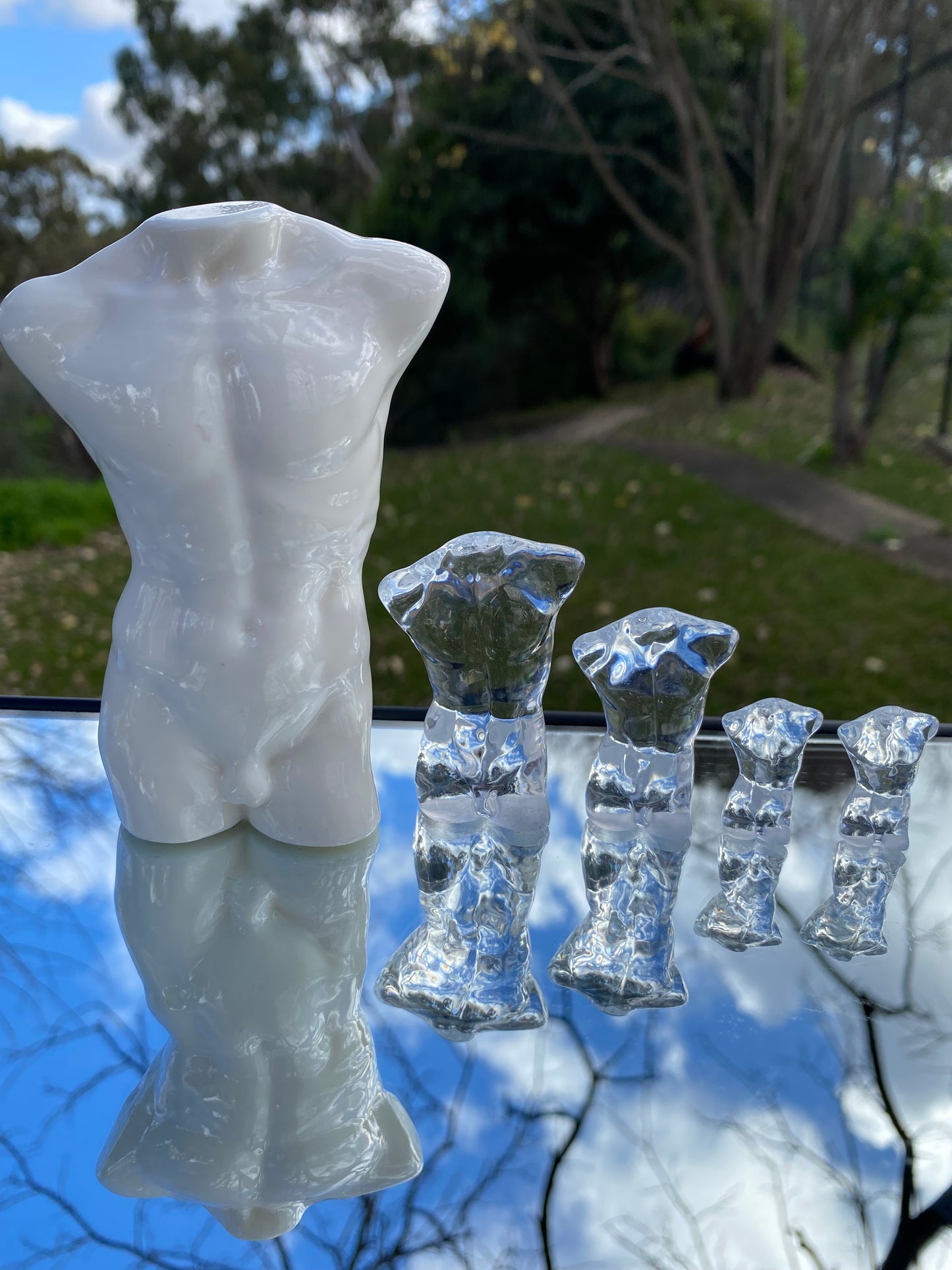Glossy Silicone Mould of a Male Torso earring, keychain, small and XL statue. 2.5 cm to 17 cm.