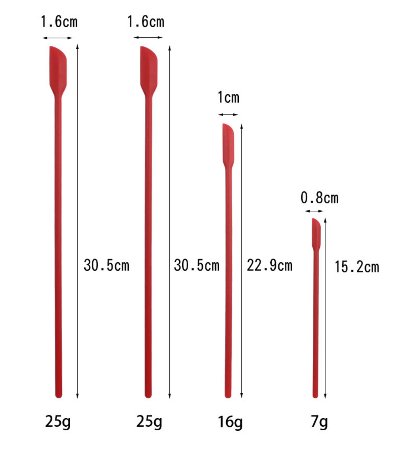 Non stick, Heat Resistant and Food Safe Silicone Mixing Sticks and Spoons - Set of 4. Free Australian Shipping