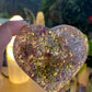 Silicone Mould - Carved Amethyst Cluster Love Heart - round shape