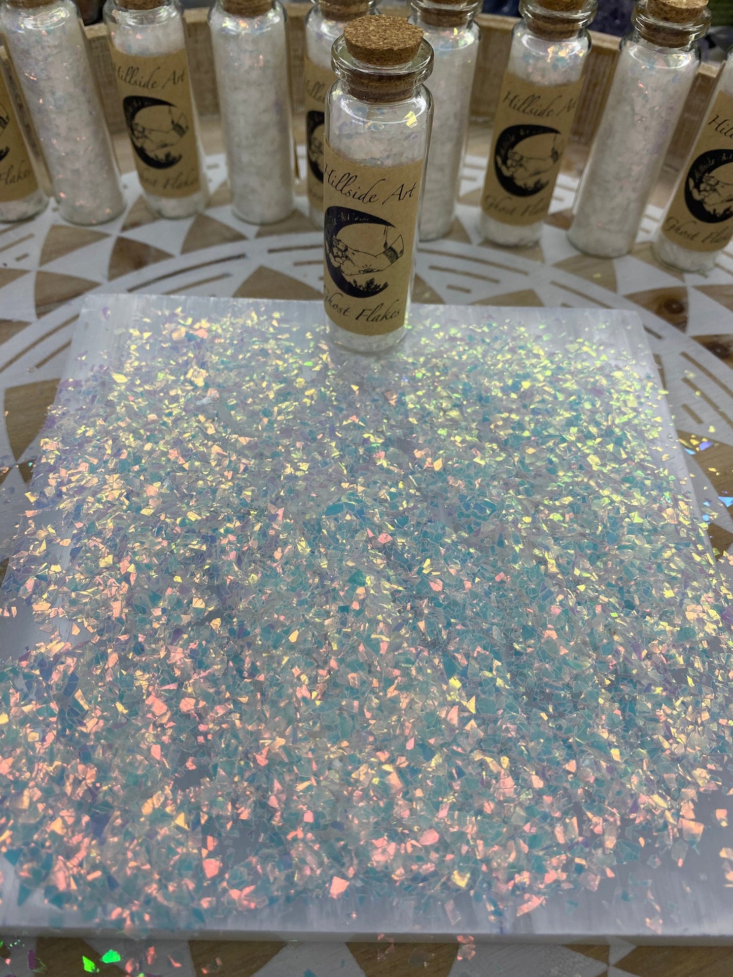 "Ghost Flakes" - Small Iridescent Colour Shifting Flakes. 15 ml glass vial. Resin art, slime, tumbler, soap, candle, nail art etc.